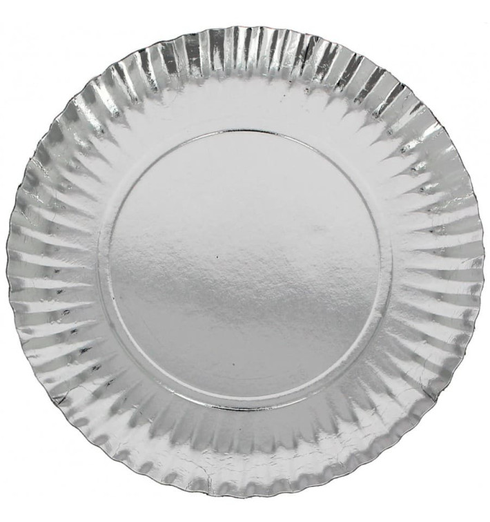 Paper Plate Round Shape Silver 35cm (200 Units)
