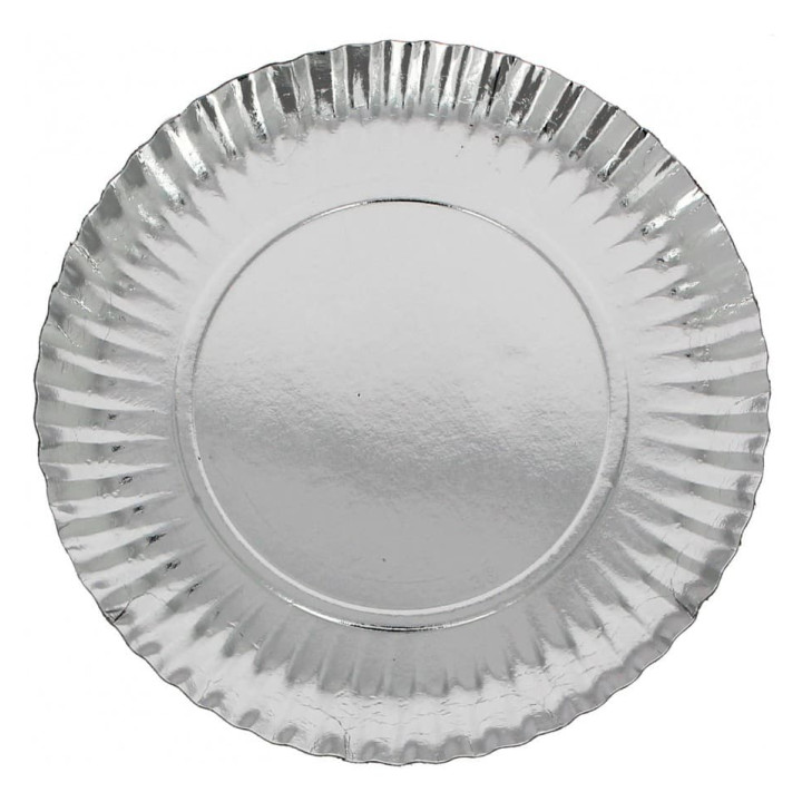 Paper Plate Round Shape Silver 35cm (50 Units) 