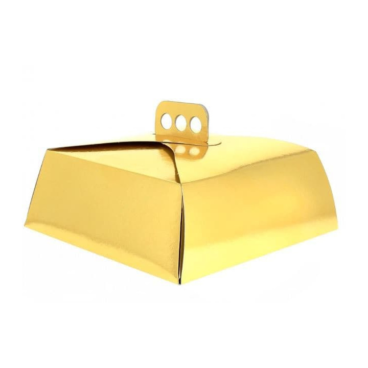 Paper Cake Box Square Shape Gold 15x22x8cm (100 Units)