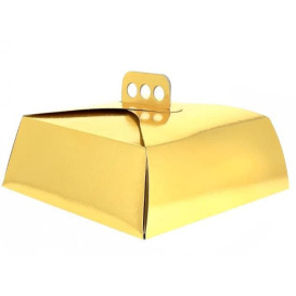 Paper Cake Box Square Shape Gold 30,5x30,5x10cm (100 Units)
