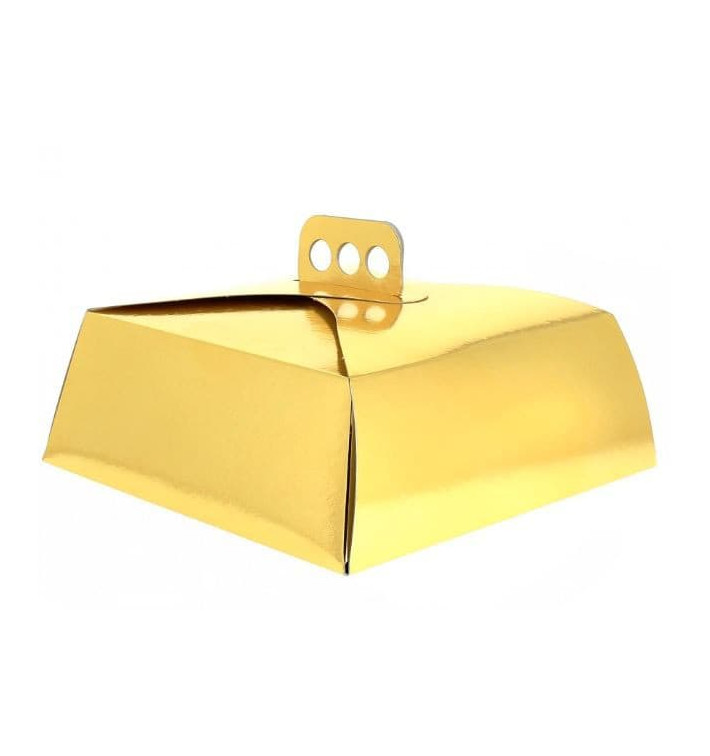 Paper Cake Box Square Shape Gold 30,5x30,5x10cm (100 Units)