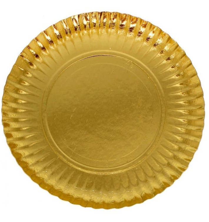 Paper Plate Round Shape Gold 32cm (50 Units) 