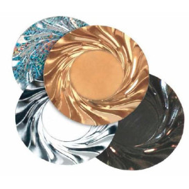 Paper Plate Round Shape Silver "Gaudi" "Acuario" 35cm (25 Units) 