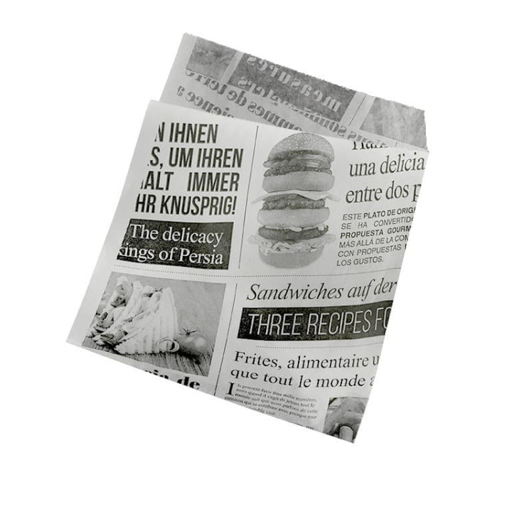 Paper Food Bag Grease-Proof Opened 2L "News" 15x16cm (250 Units)  