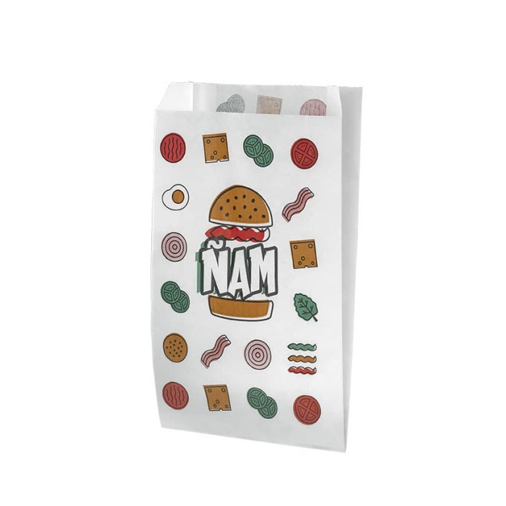 Paper Burger Bag Grease-Proof Design 14+5x23cm (125 Units)  