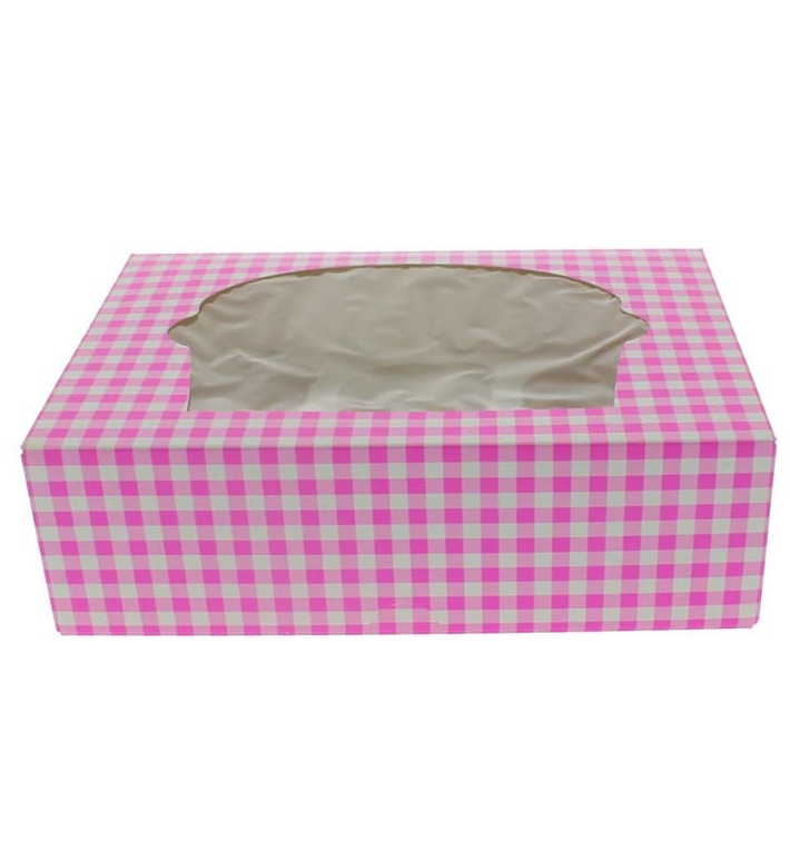 Paper Cupcake Box 6 Slots Pink 24,3x16,5x7,5cm (100 Units)