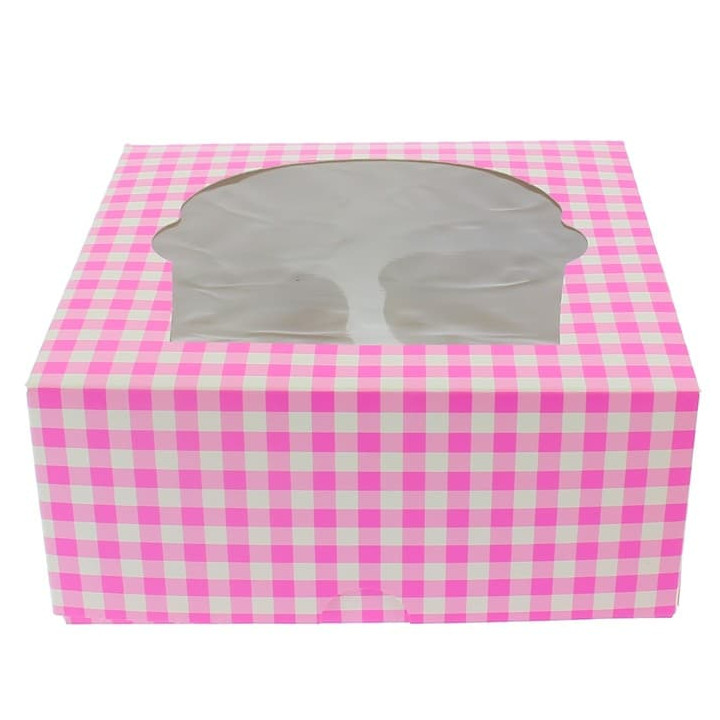 Paper Cupcake Box 4 Slot Pink 17,3x16,5x7,5cm (20 Units) 