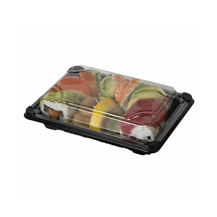 Sushi Tray and Lid PLA Black 13,0x18 cm (600 Units)