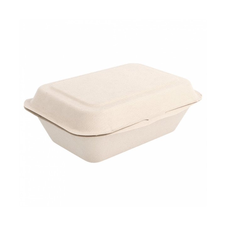 Sugarcane Hinged Container "Menu Box" 13,6x18,2x6,4cm (1000 Units)