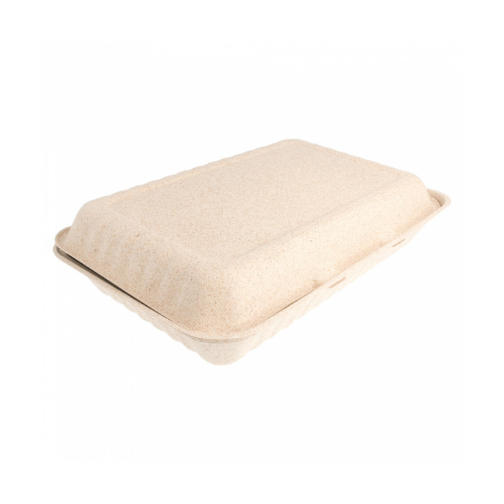 Sugarcane Hinged Container "Natural" 33,5x23x7,5cm (150 Units)