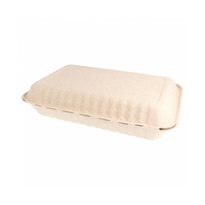 Sugarcane Hinged Container "Natural" 33,5x23x7,5cm (150 Units)