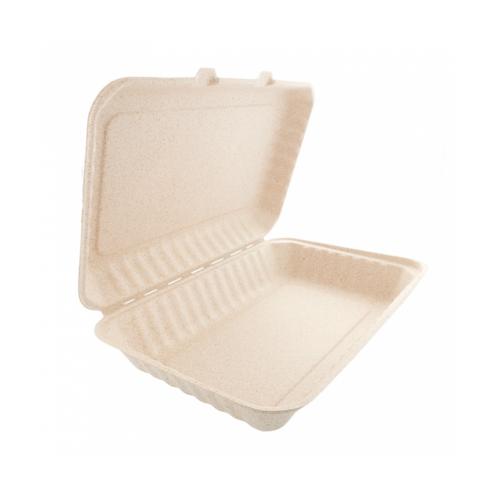 Sugarcane Hinged Container "Natural" 33,5x23x7,5cm (50 Units) 