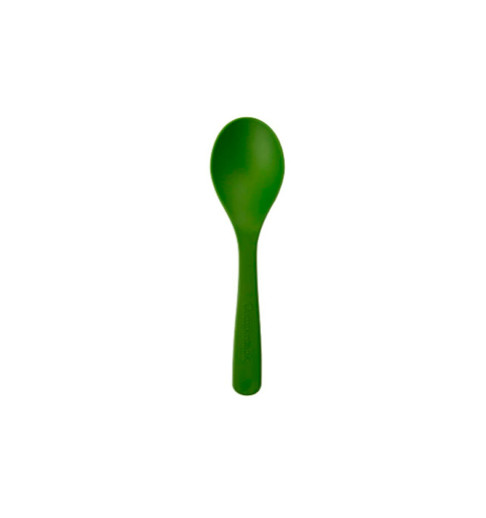 Cornstarch Dessert Spoon CPLA Compostable Green 11,4 cm (100 Units)  