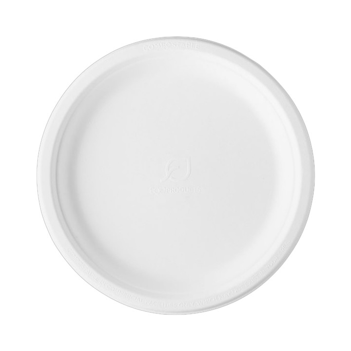 Sugarcane Plate Bagasse White Ø25,3 cm (500 Units)