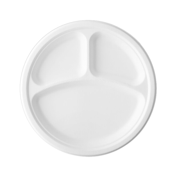 Sugarcane Plate Bagasse 3C White Ø23 cm (500 Units)