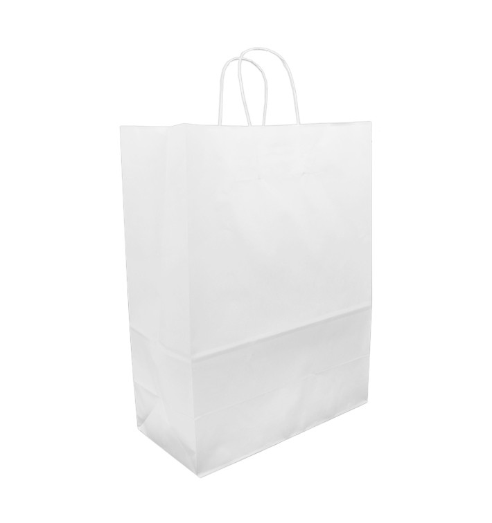 Paper Bag with Handles Kraft White 90g 32+16x43cm (250 Units)