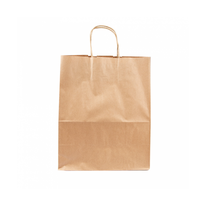 Paper Bag with Handles Kraft Brown 100g 25+13x33 cm (200 Units)