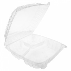 Plastic Hinged Deli Container OPS 3 Compartments "Clear Seal" 4070ml (100 Units)