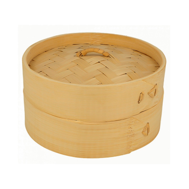 Bamboo Steamer with Lid Ø15x8cm (100 Units)