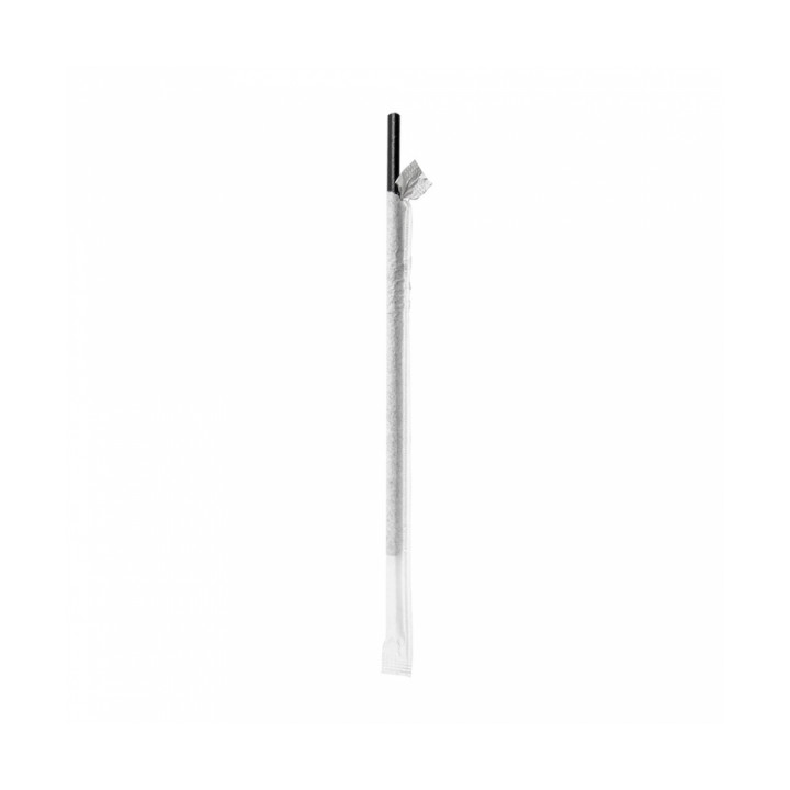 Paper Straw Straight Black Wrapped With a White Sleeve Ø0,6cm 21cm (250 Units)
