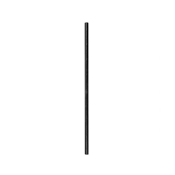 Paper Straw Straight Black Wrapped With a White Sleeve Ø0,6cm 21cm (250 Units)