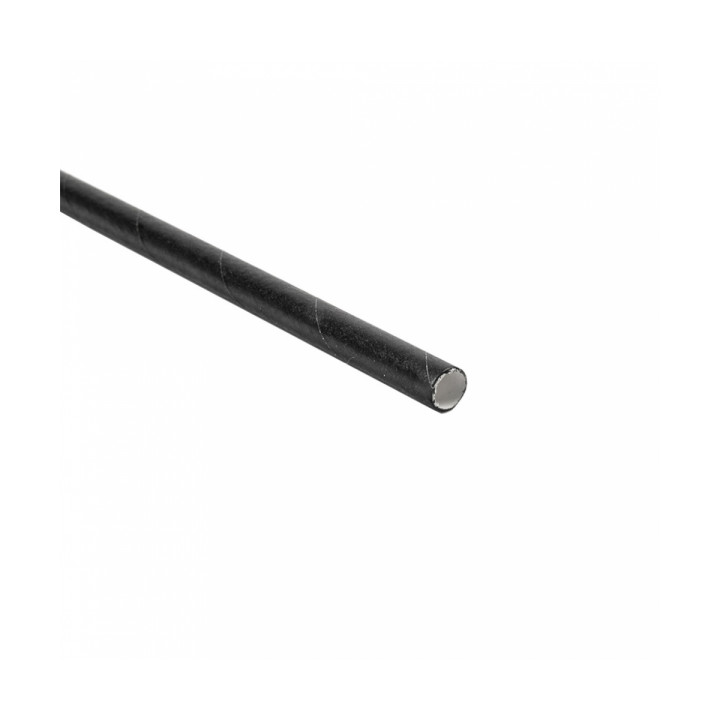 Paper Straw Straight Black Wrapped With a White Sleeve Ø0,6cm 21cm (6000 Units)