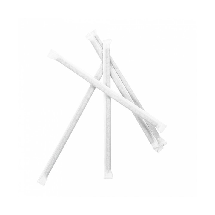 Paper Straw Straight Black Wrapped With a White Sleeve Ø0,6cm 21cm (6000 Units)