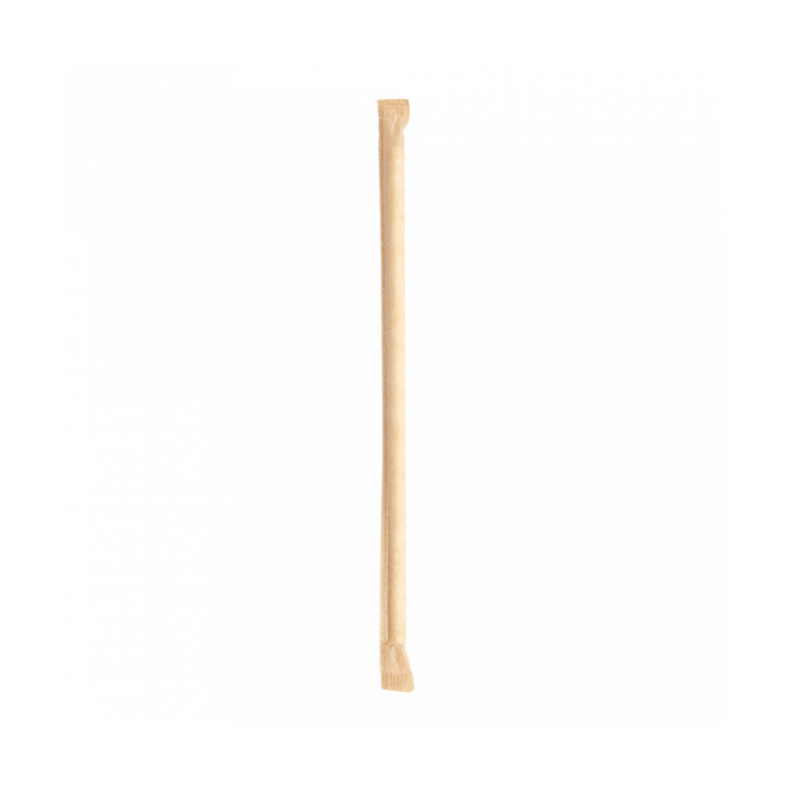 Paper Straw Straight White Wrapped whit a Kraft Sleeve Ø0,6cm 21cm (6000 Units)