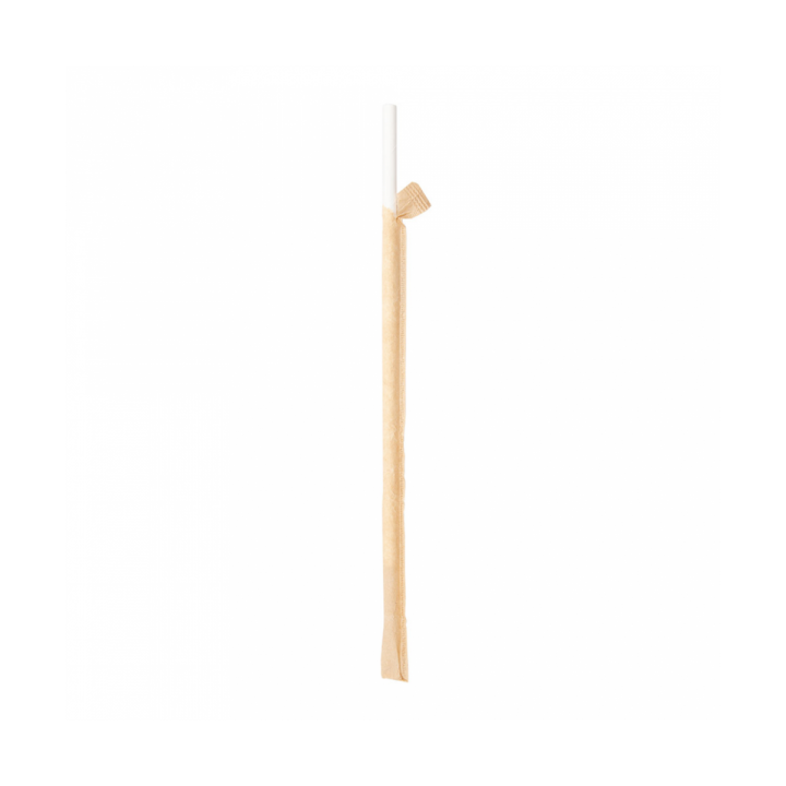 Paper Straw Straight White Wrapped whit a Kraft Sleeve Ø0,6cm 21cm (6000 Units)