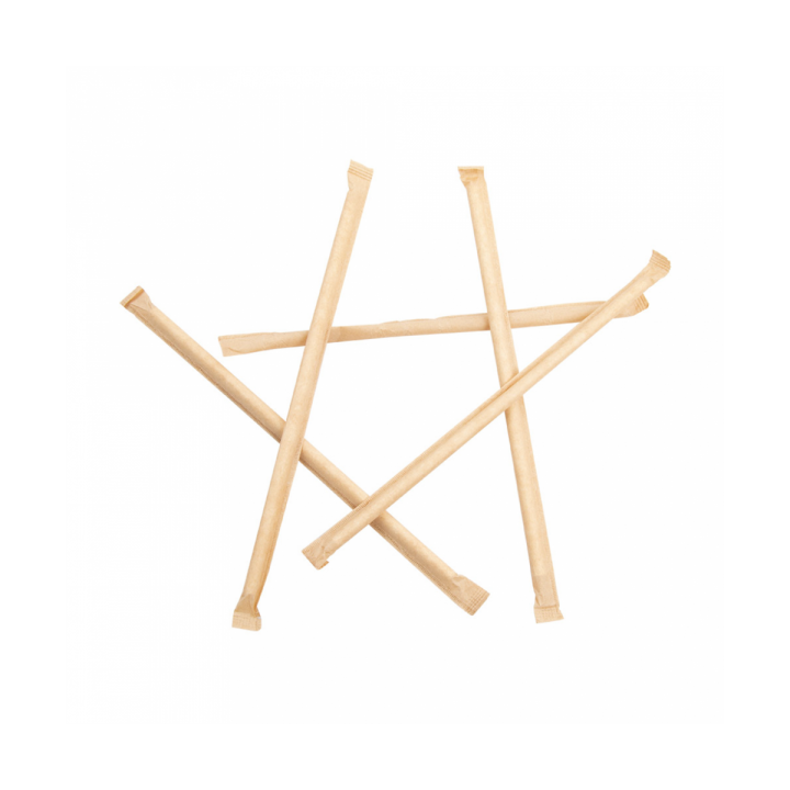 Paper Straw Straight White Wrapped whit a Kraft Sleeve Ø0,6cm 21cm (6000 Units)