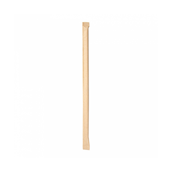 Paper Straw Straight Nature Wrapped With a Kraft Sleeve Ø0,6cm 21cm (3000 Units)