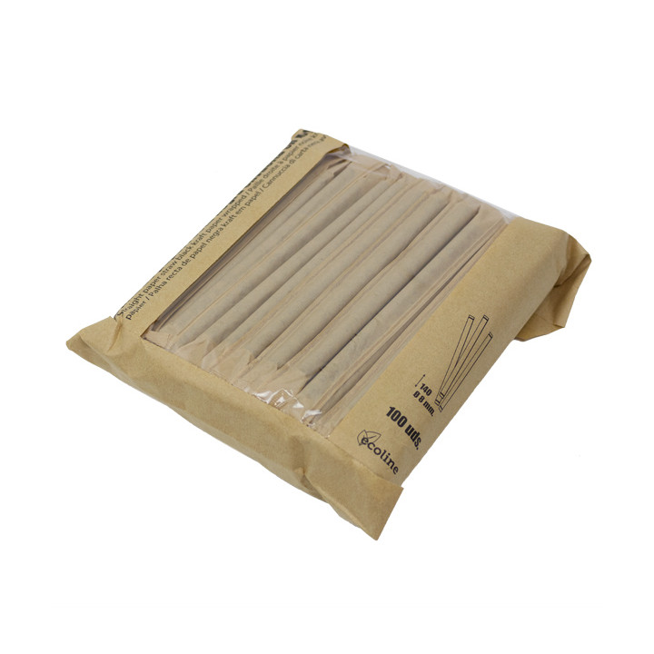 Paper Straw Straight Nature Wrapped With a Kraft Sleeve Ø0,6cm 14cm (6000 Units)