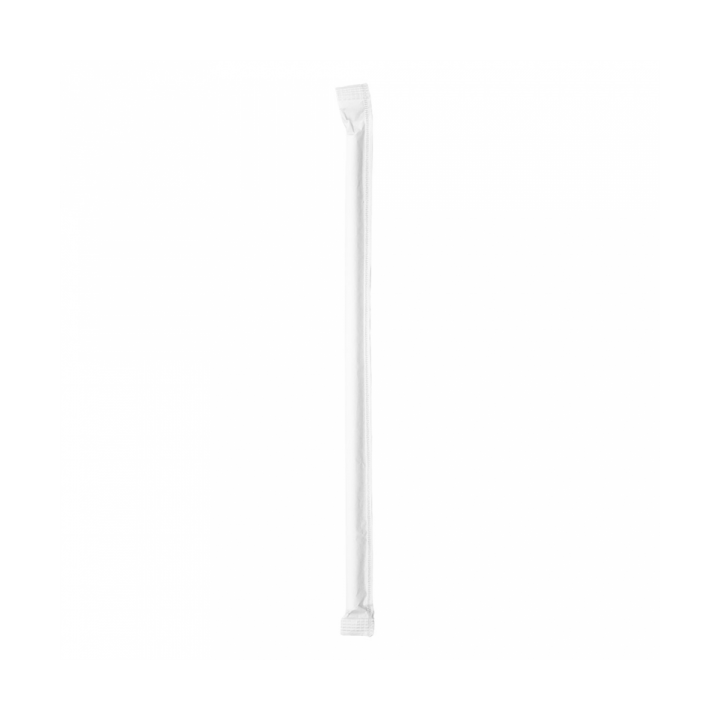 Paper Straw Straight White Wrapped whit a White Sleeve Ø0,6cm 21cm (6000 Units)