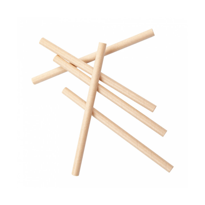 Paper Straw Straight Kraft "Ice Drink" Ø0,8cm 14cm (250 Units)