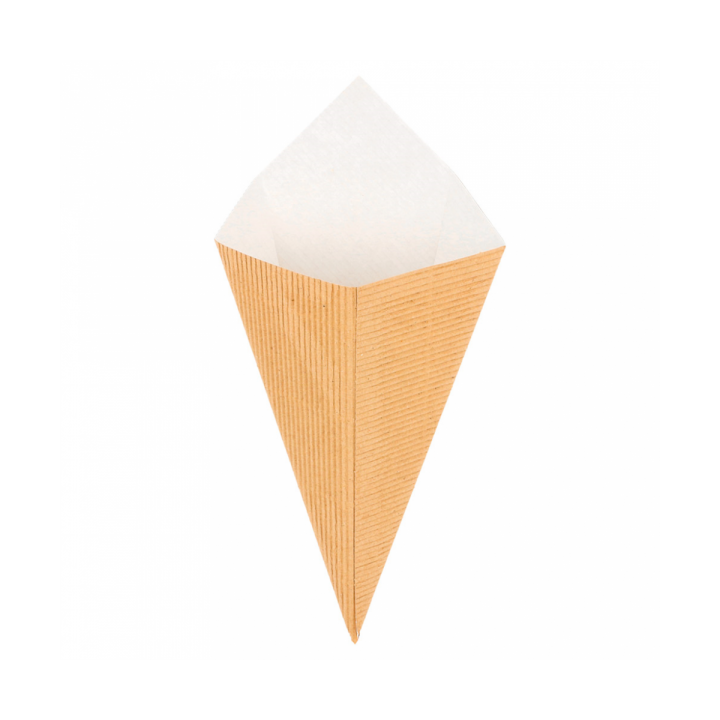 Paper Carrugated Dipping Cone Kraft 22cm 100g (100 Units)