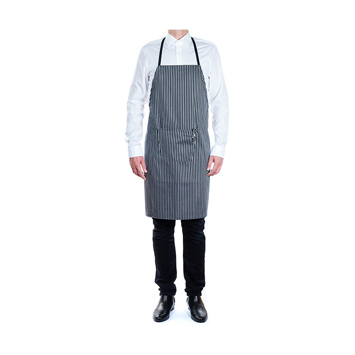 Serving apron bib and pocket Grey and Black Stripes 75x90cm (1 Unit) 