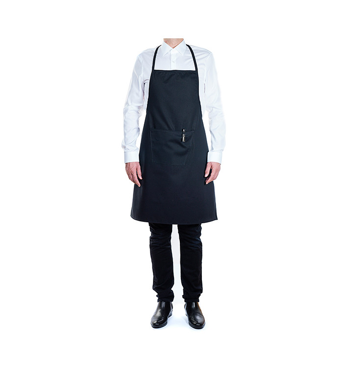 Serving apron bib and pocket Black 75x90cm (1 Unit) 