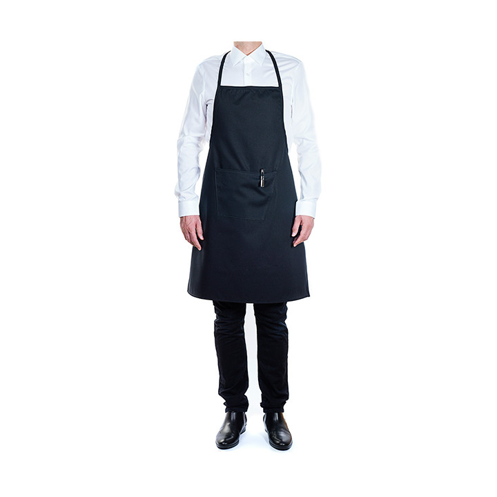 Serving apron bib and pocket Black 75x90cm (1 Unit) 