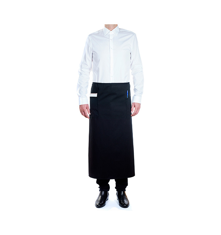 Serving French apron 2 pocket Black 90x110cm  (1 Unit) 