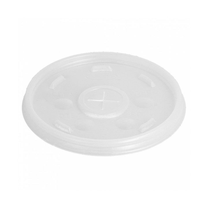 Plastic Lid with Straw Slot PS Ø8,9cm for Foam Cup (100 Units)
