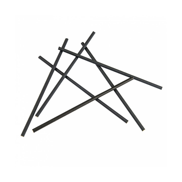 Paper Straw Straight Black Ø0,6cm 20cm (100 Units)