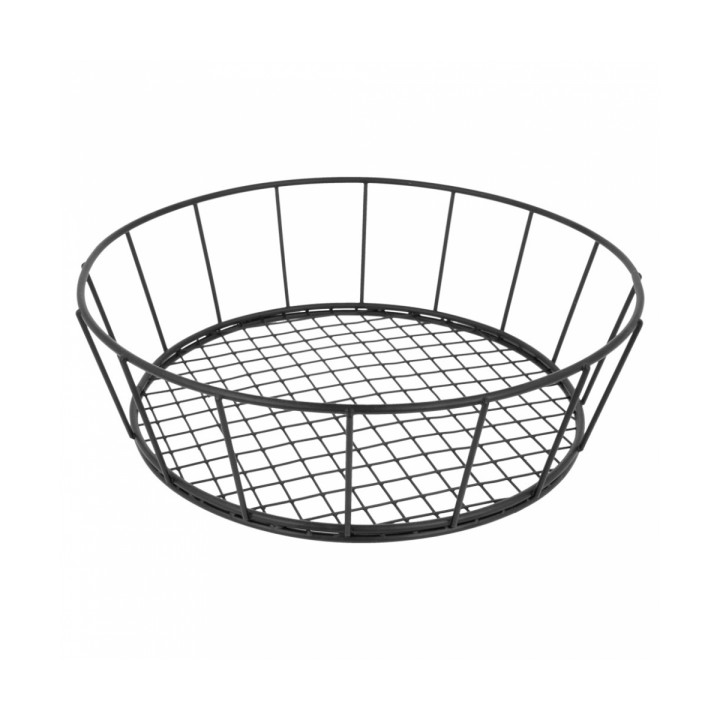 Basket Containers Steel Round Shape Black Ø24,1x7cm (12 Units)