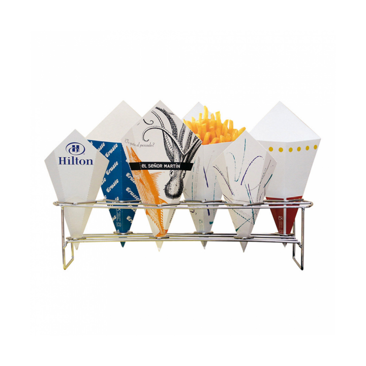 Serving Basket Containers 6 Cones Steel 45x14x10,8cm (16 Units)