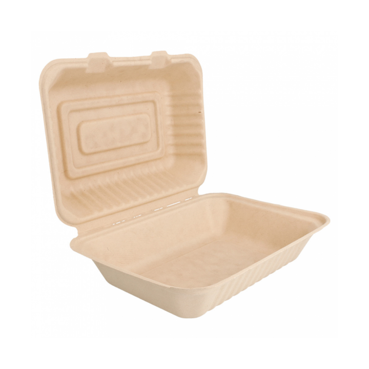 Sugarcane Hinged Container "Menu Box" Natural 22,5x16,5x6,4cm (50 Units) 