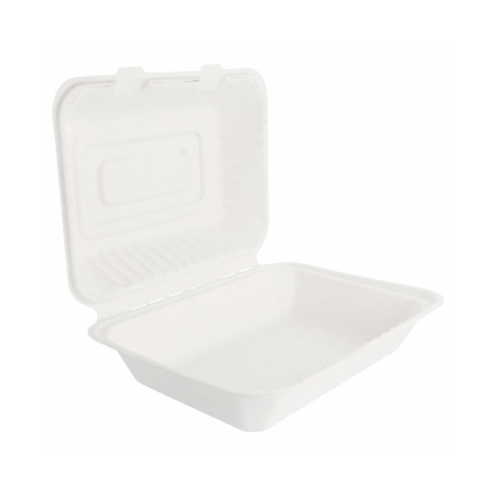 Sugarcane Hinged Container "Menu Box" White 22,5x16,5x6,4cm (50 Units) 