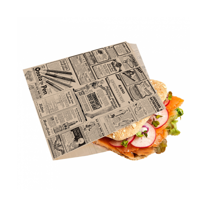 Paper Food Bag Grease-Proof Opened L Shape "Times" 16x16,5cm (5000 Units)