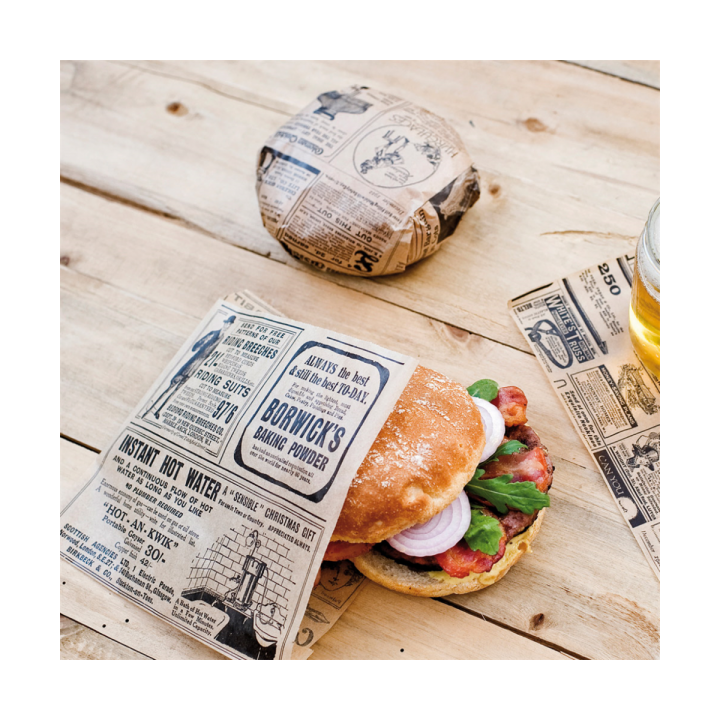 Paper Food Bag Grease-Proof Opened L Shape "Times" 16x16,5cm (5000 Units)