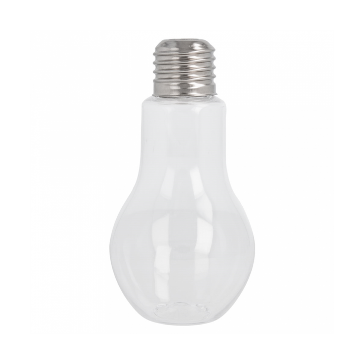 Plastic Bottle with Cap Light Bulb Design PET Clear 100ml (25 Units)