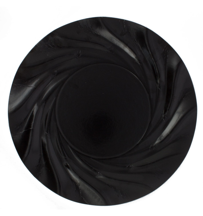 Paper Plate Round Shape Black "Acuario" 35cm (25 Units) 