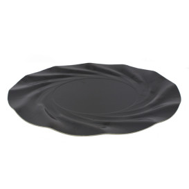 Paper Plate Round Shape Black "Acuario" 35cm (25 Units) 